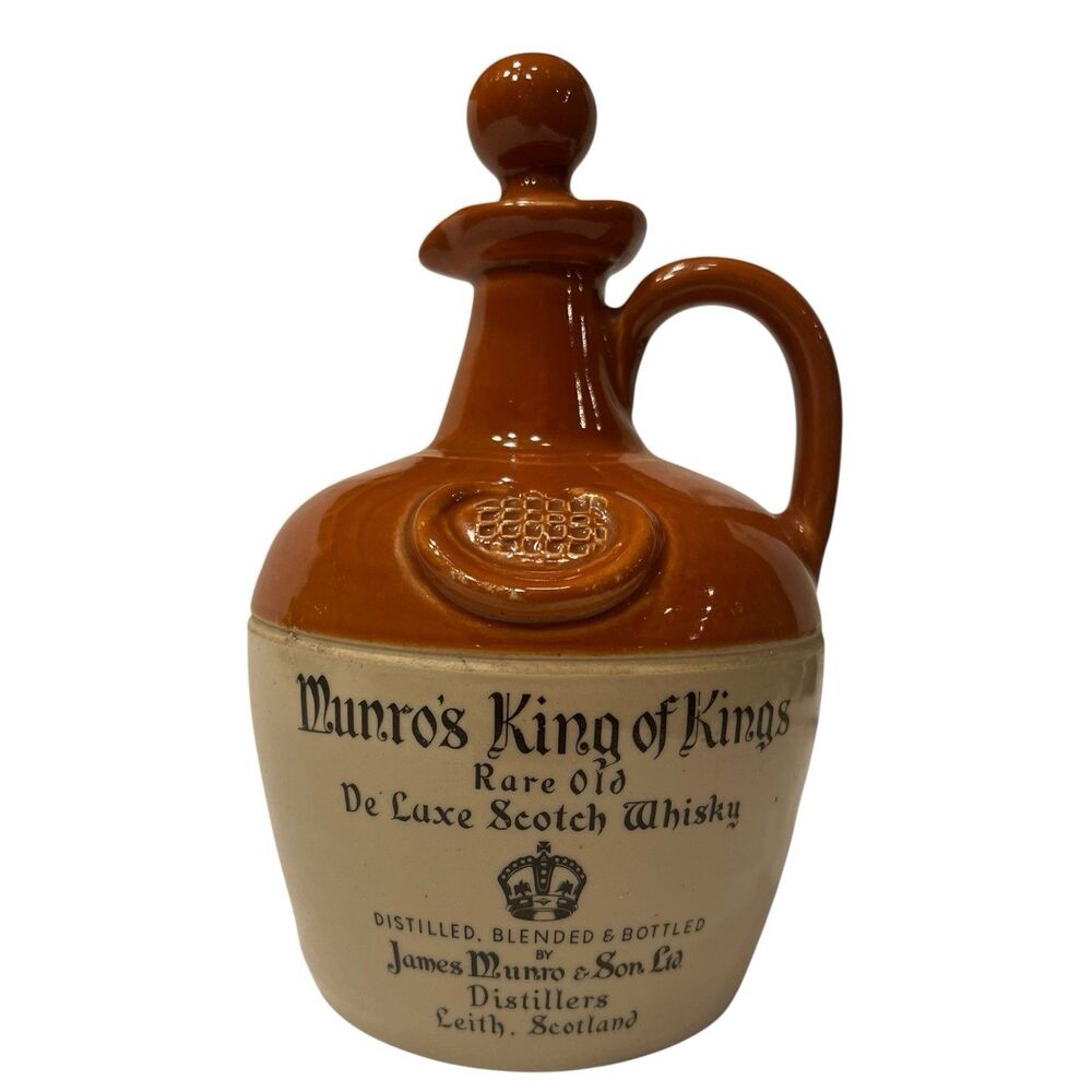 Munro King of Kings Vintage Whisky Jug Stoneware Rustic Barware Statement